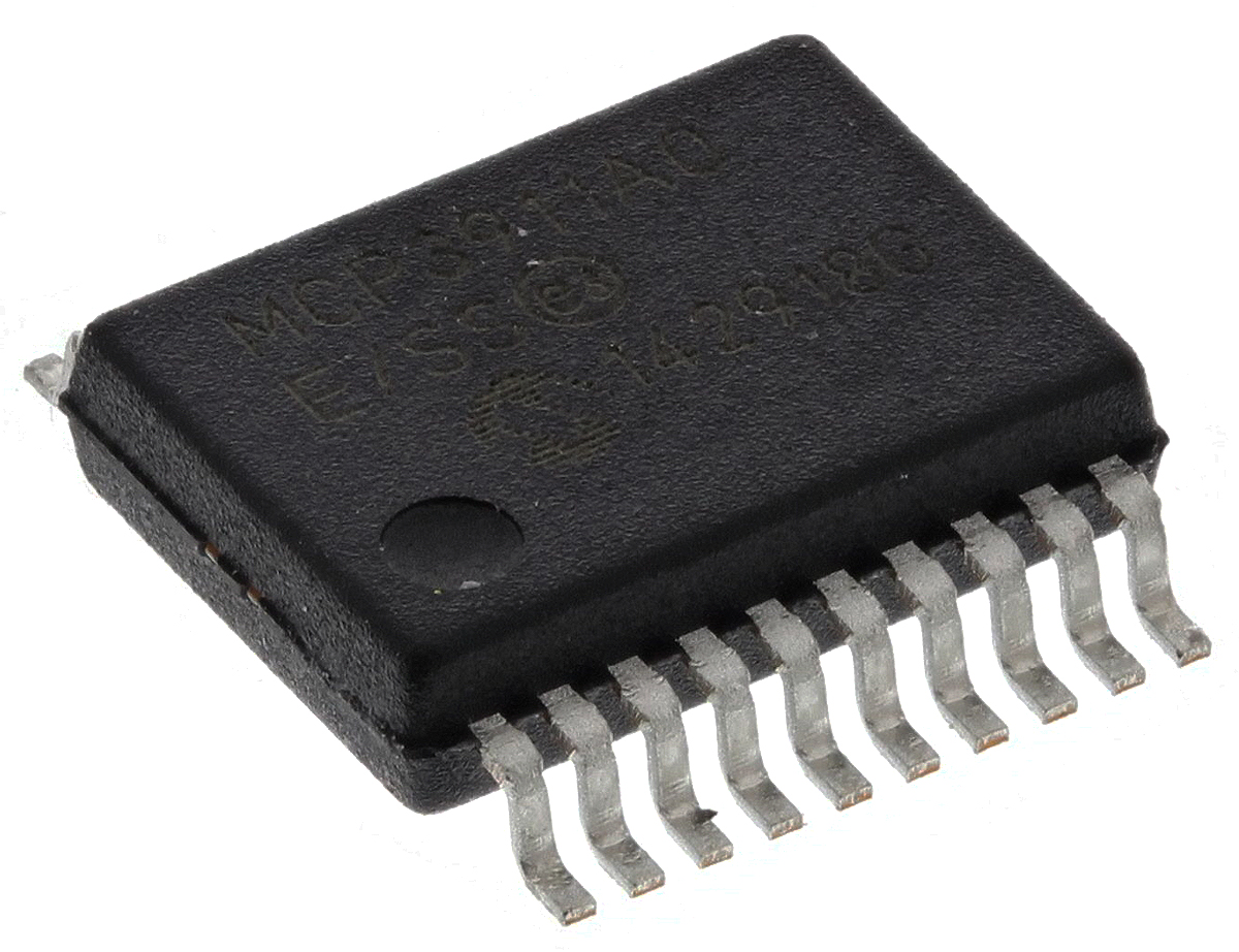 MCP3911A0-E/SS,Analogue Front End IC, 2-Channel 24 bit, 125ksps SPI, 20-Pin SSOP