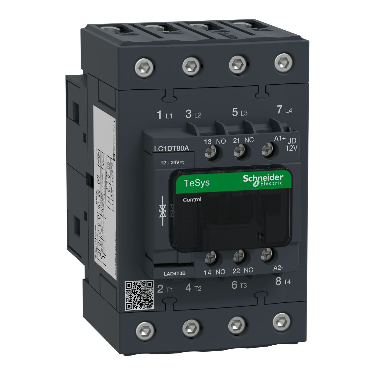 Schneider Electric TeSys D LC1D Contactor, 12 V dc Coil, 4-Pole, 80 A, 4NO