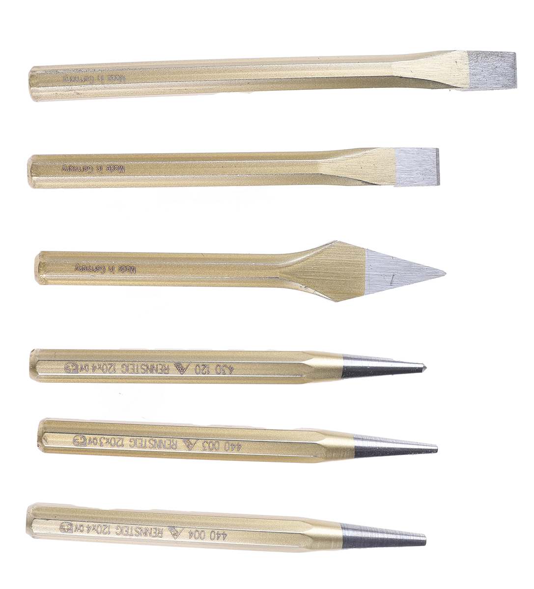 RS PRO 6-Piece Punch Set, Pin Punch, 3 → 4 mm Shank