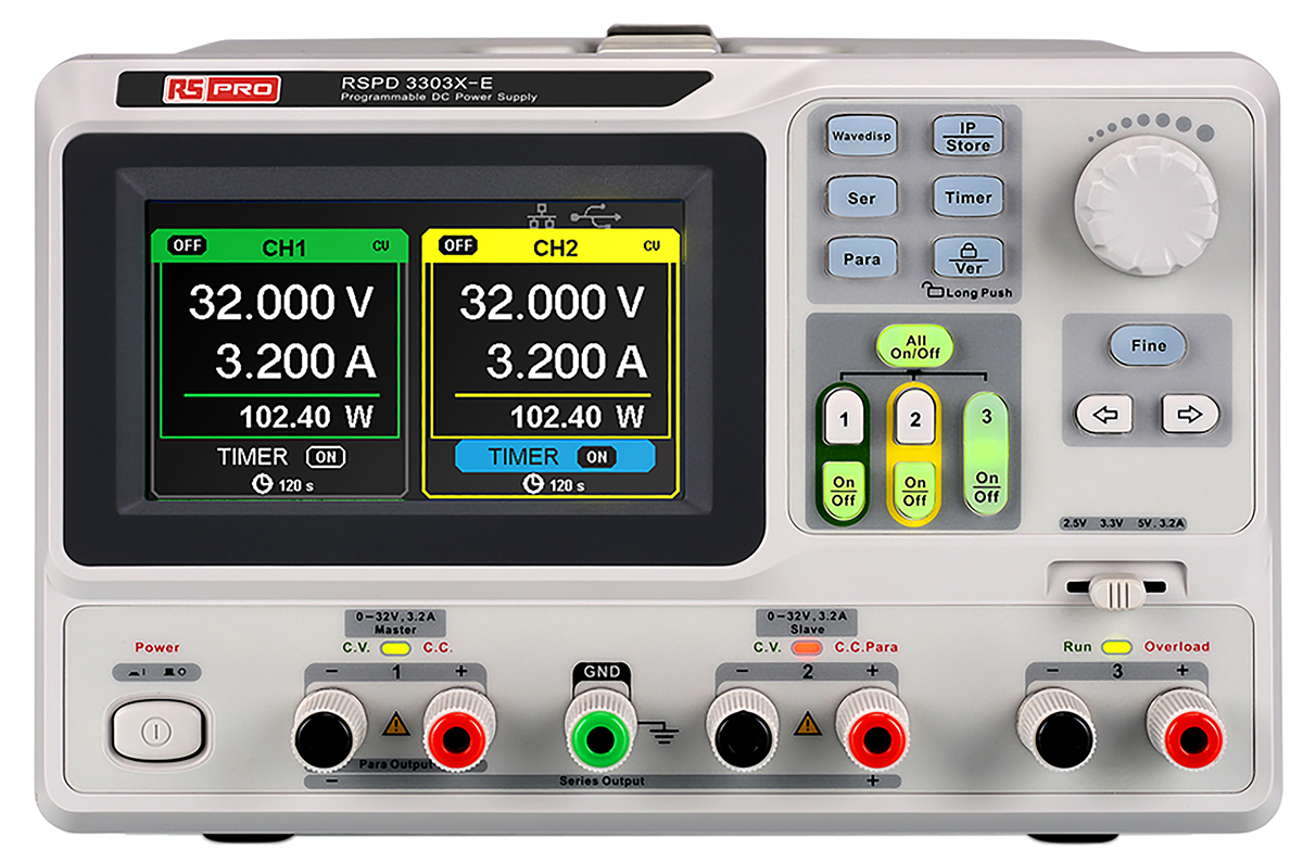 RS PRO Digital Bench Power Supply, 2 x 0 → 32V, 3.2A, 3-Output, 220W - UKAS Calibrated
