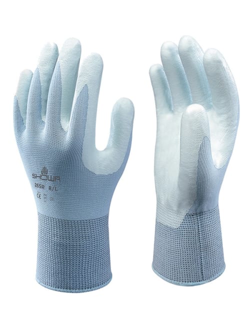 Showa 265R Blue Nylon Nylon Glove, Size 8, Nitrile Foam Coating