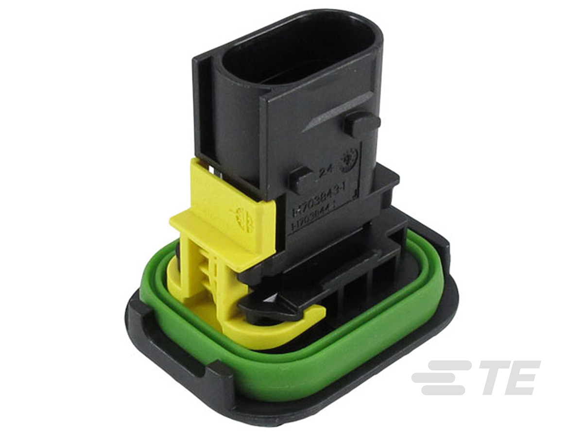 TE Connectivity, HDSCS Automotive Connector Socket Black Flange Mount 3 Way 1-1703843-1