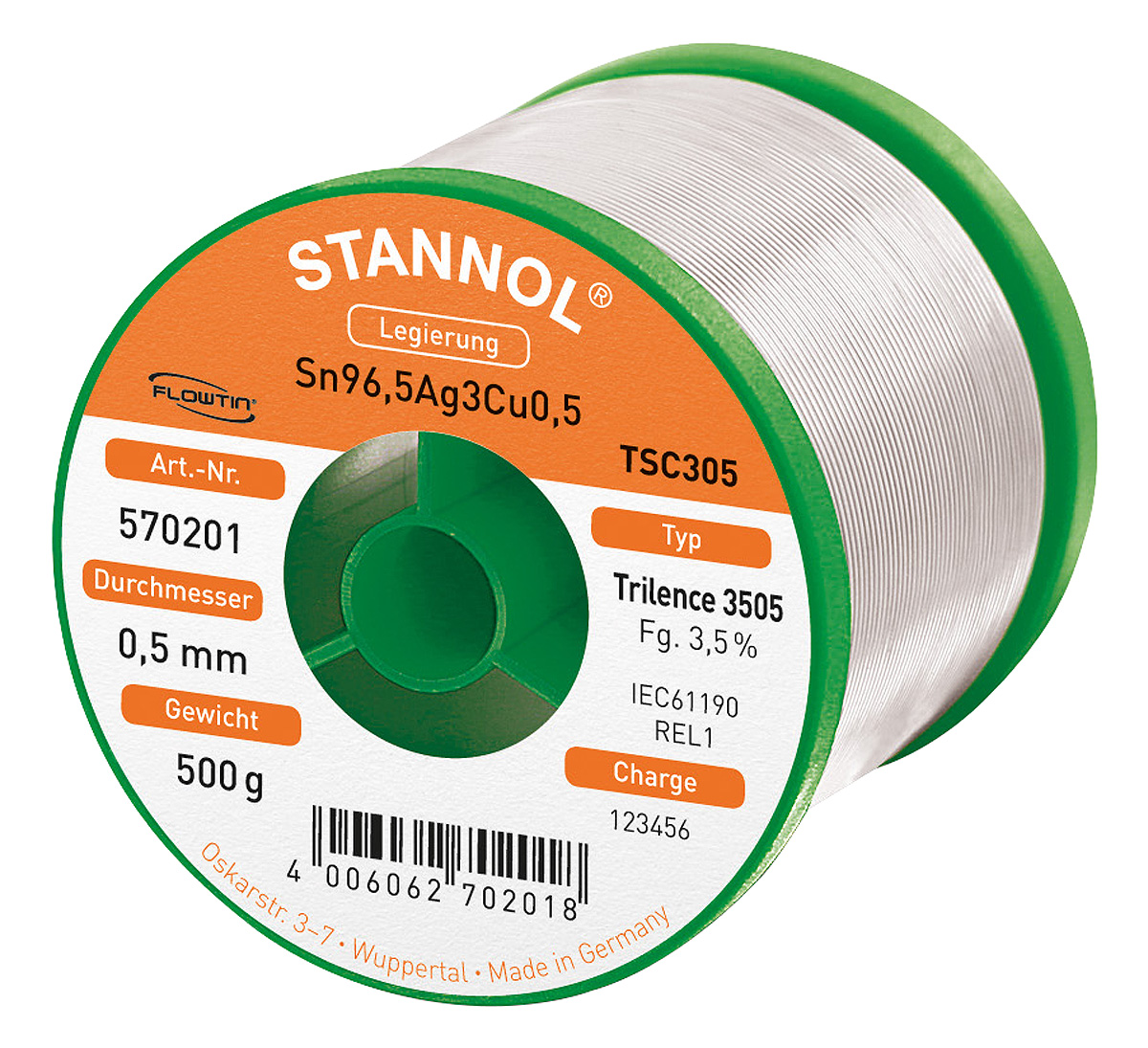 Stannol Wire, 0.5mm Lead Free Solder, 217°C Melting Point