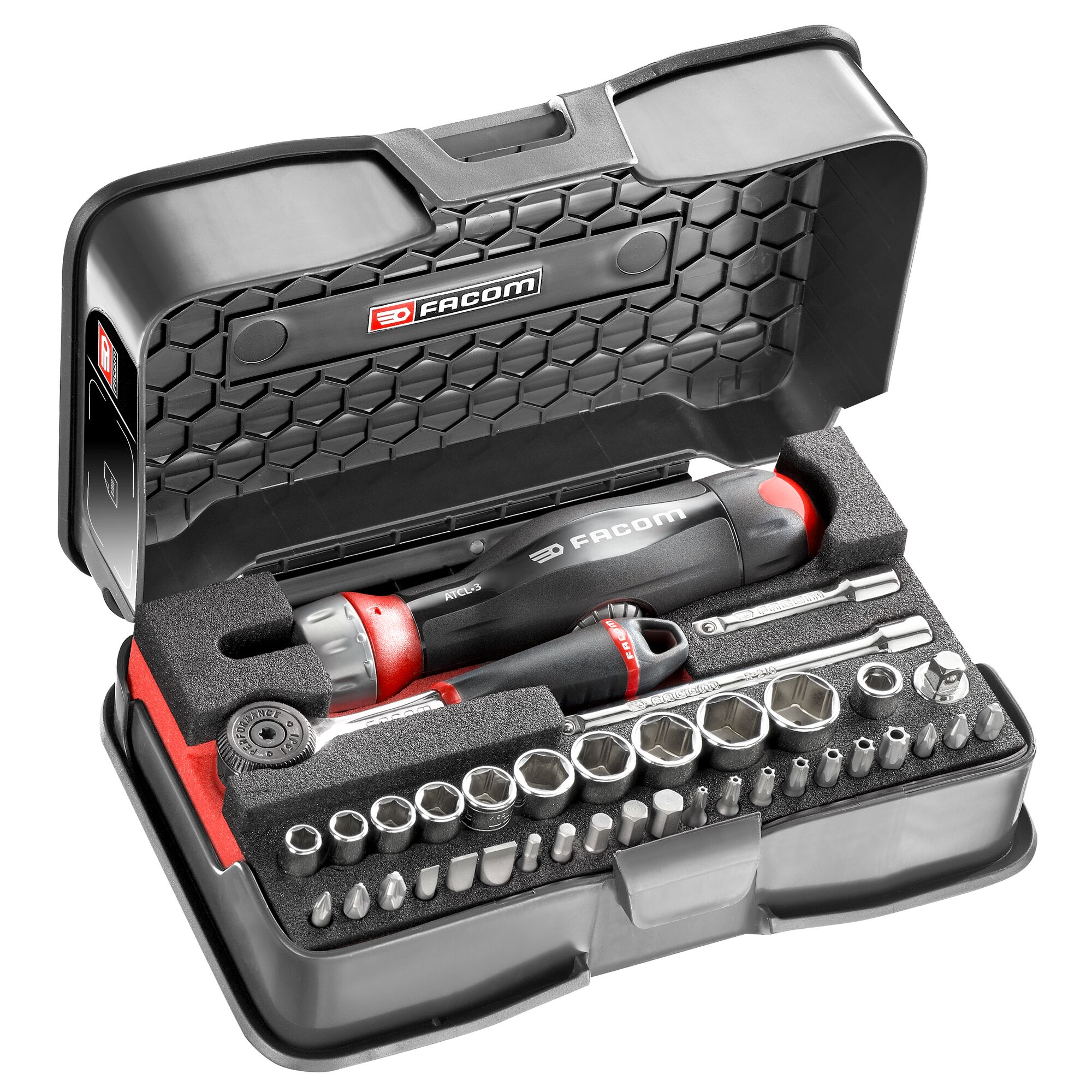 Facom 38-Piece Metric 1/4 in Standard Socket/Bit Set with Ratchet, 6 point