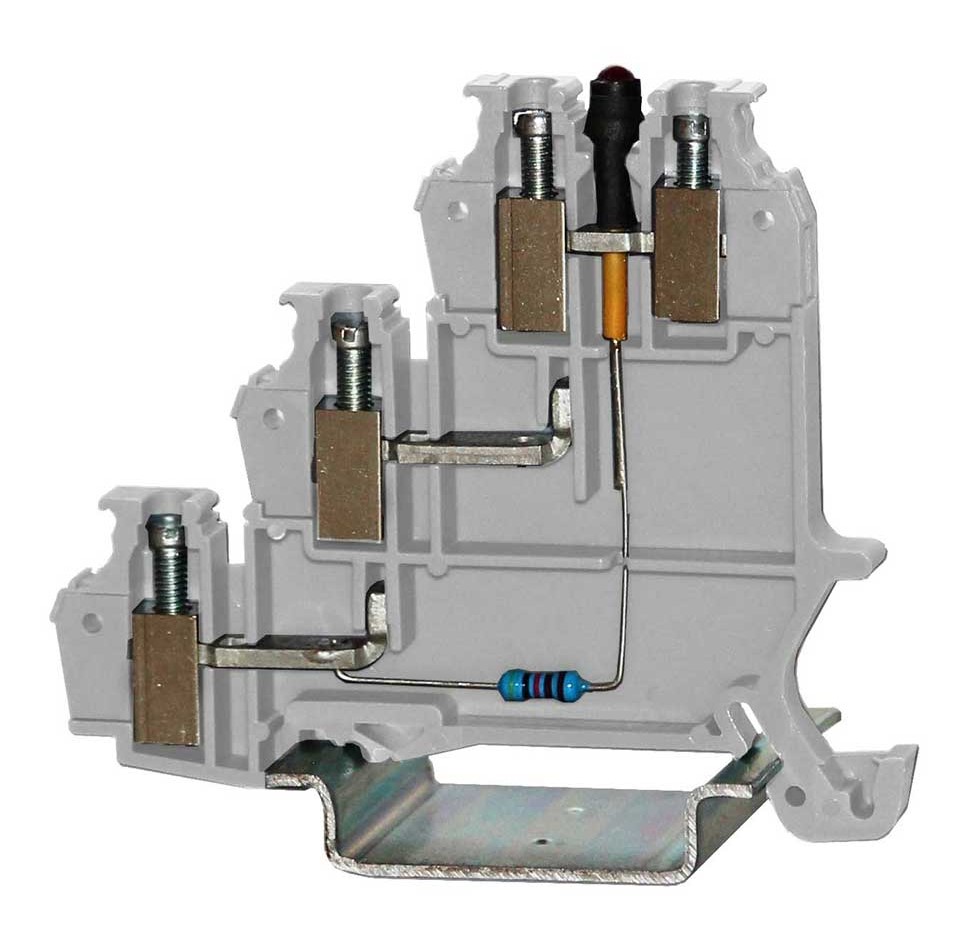 RS PRO Grey, 3-Level, Cage Clamp Termination