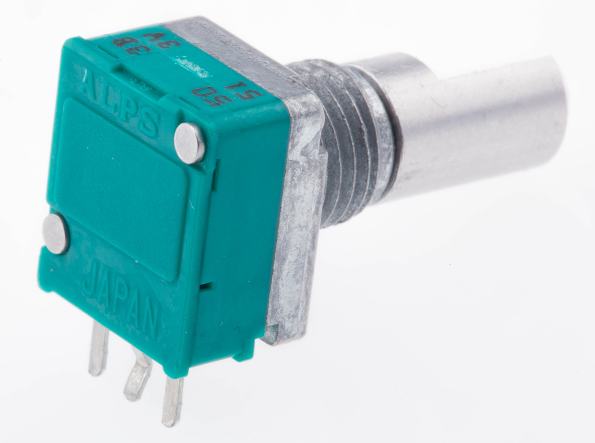 Alps Alpine RK097 50kΩ Rotary Potentiometer 1-Gang Through Hole, RK097111020N