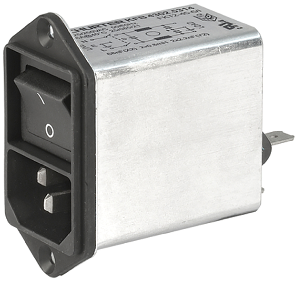 Schurter 4A, 250 V ac Male Screw Filtered IEC Connector 2 Pole 4302.5313, Quick Connect