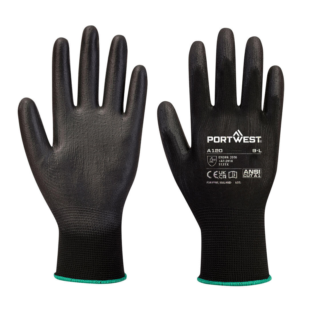 Portwest A120 Blue Polyester Puncture & Tear Resistant Gloves, Size 2XS, Polyesterurethane Coating