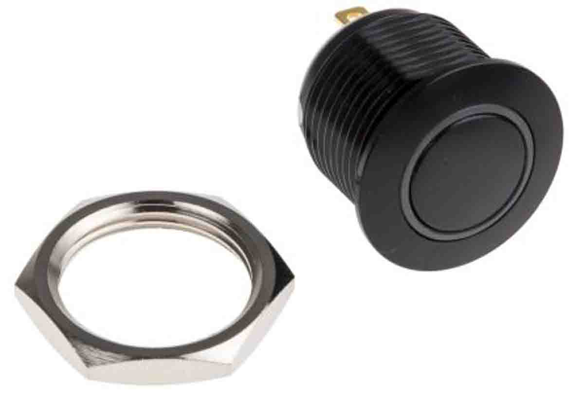 KNITTER-SWITCH Illuminated Push Button Switch, Momentary, Panel Mount, 16mm Cutout, SPST, Green LED, 36V dc, IP67