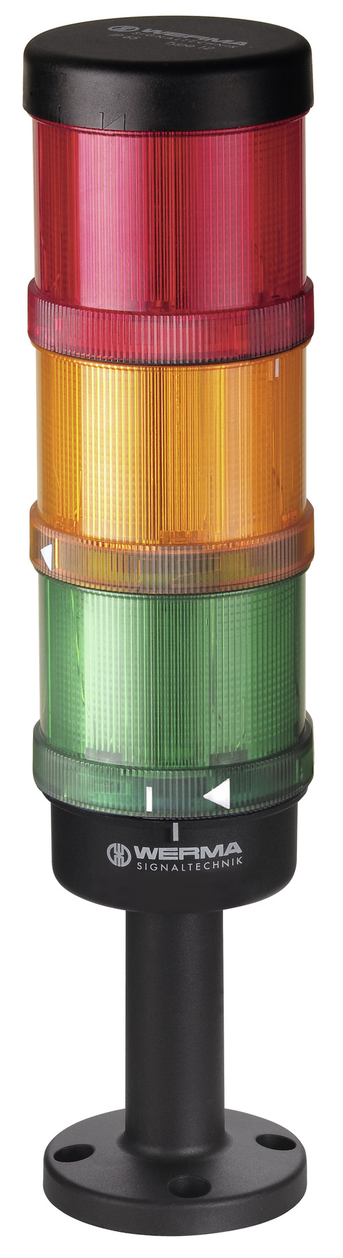Werma KombiSIGN 72 Series Red/Green/Yellow Signal Tower, 3 Lights, 24 V, Base Mount
