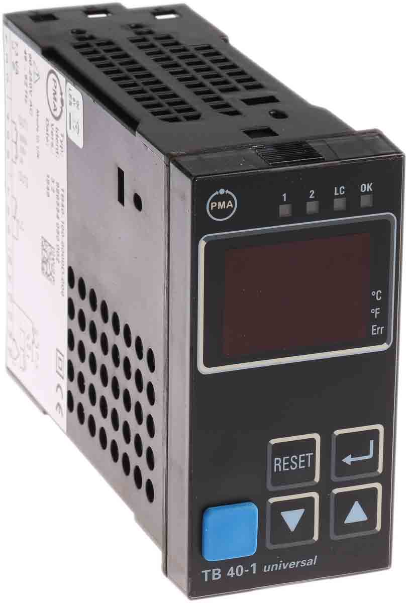 P.M.A TB 40-1 PID Temperature Controller, 96 x 48 (1/8 DIN)mm, 3 Output Relay, 90 → 250 V ac Supply Voltage