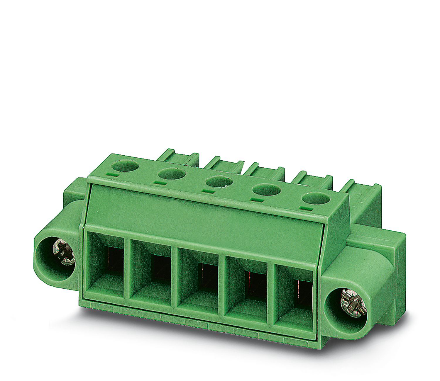 Phoenix Contact, 7.62mm Pitch, PC 4/ 3-STF-7.62, 3 Way, , Pluggable Terminal Block, Plug, Flange Mount, Screw