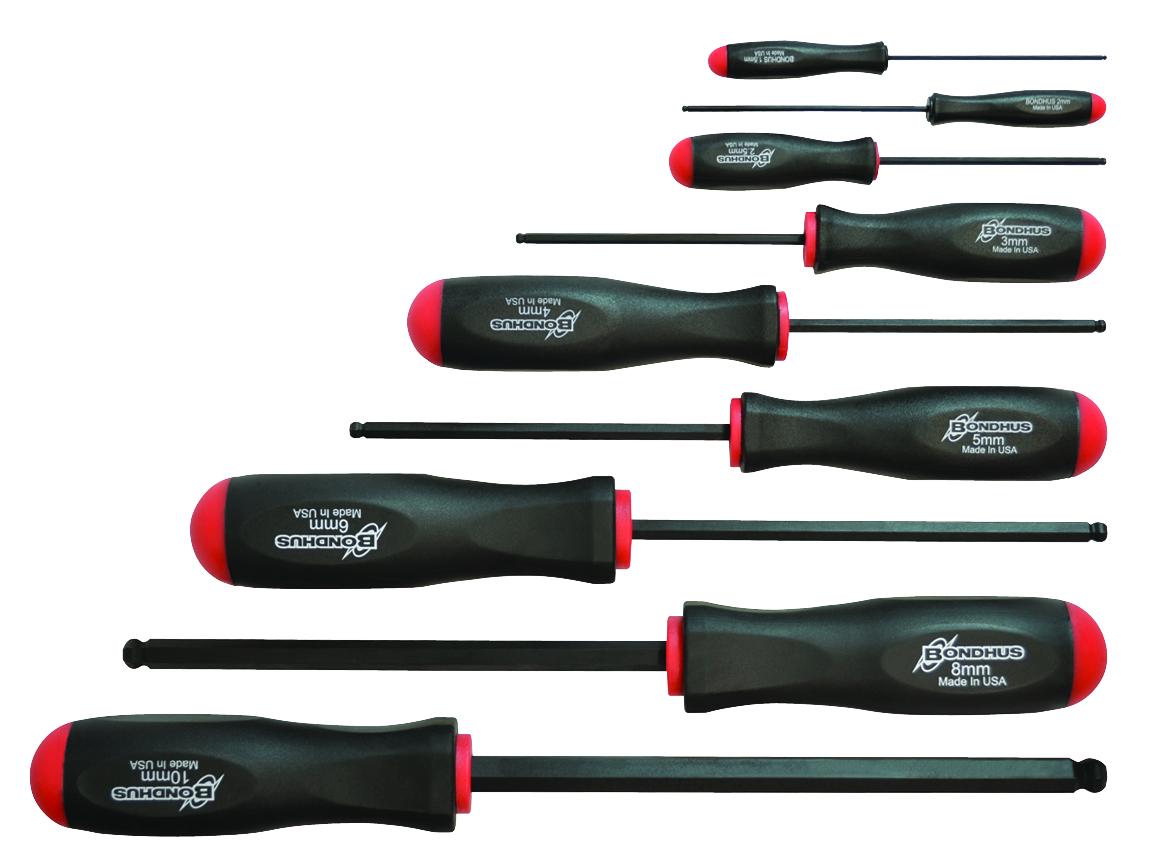 Bondhus Ball End Hexagon  Screwdriver, 1.5mm -10mm Tip