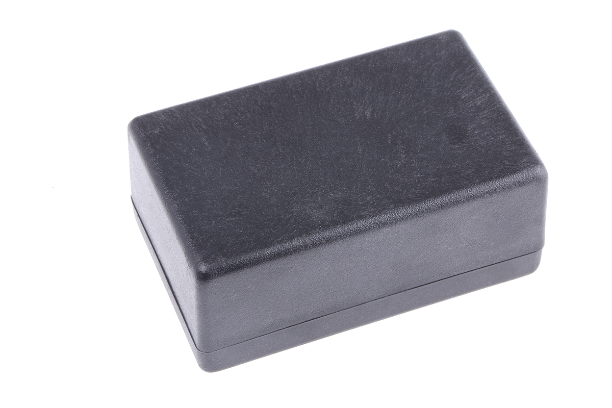 Hammond 1594 Series Black Flame Retardant ABS Enclosure, IP54, Black Lid, 106.5 x 66 x 45.4mm