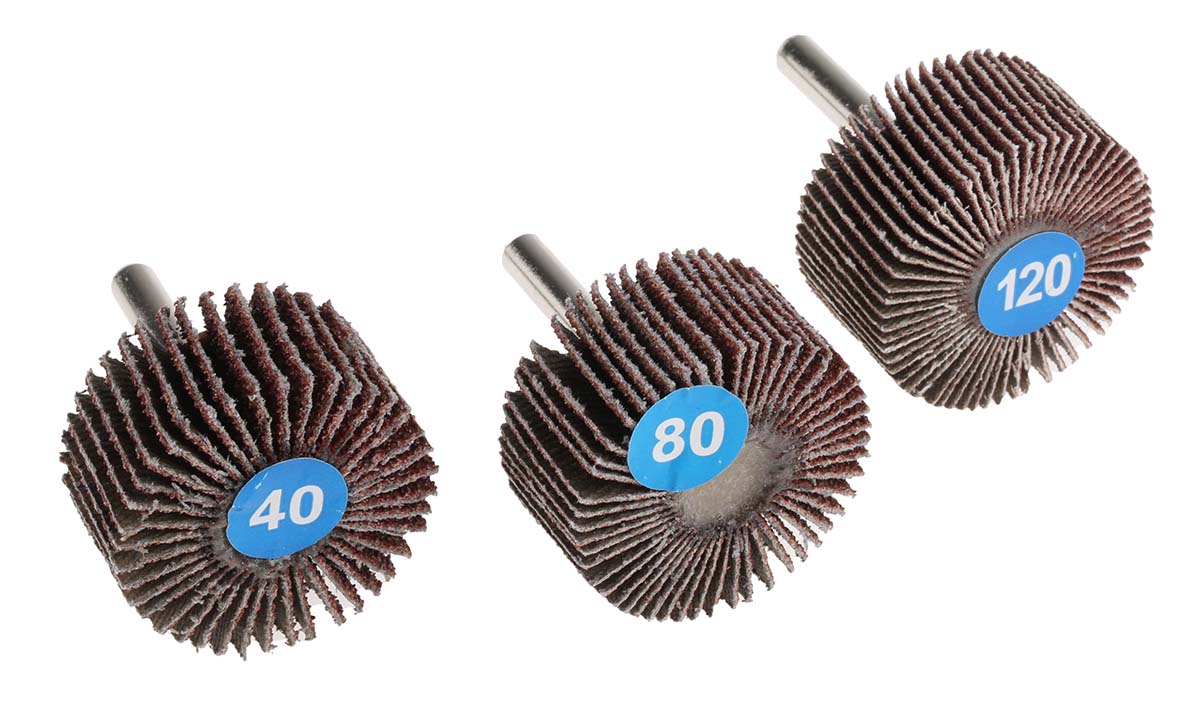 RS PRO Aluminium Oxide Flap Wheel, 40mm Diameter, P40, P80, P120 Grit