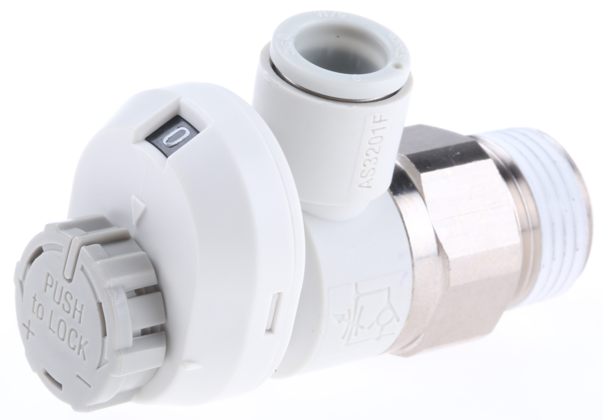 SMC AS Series Threaded Speed Controller, R 3/8 Male Inlet Port x 8mm Tube Outlet Port