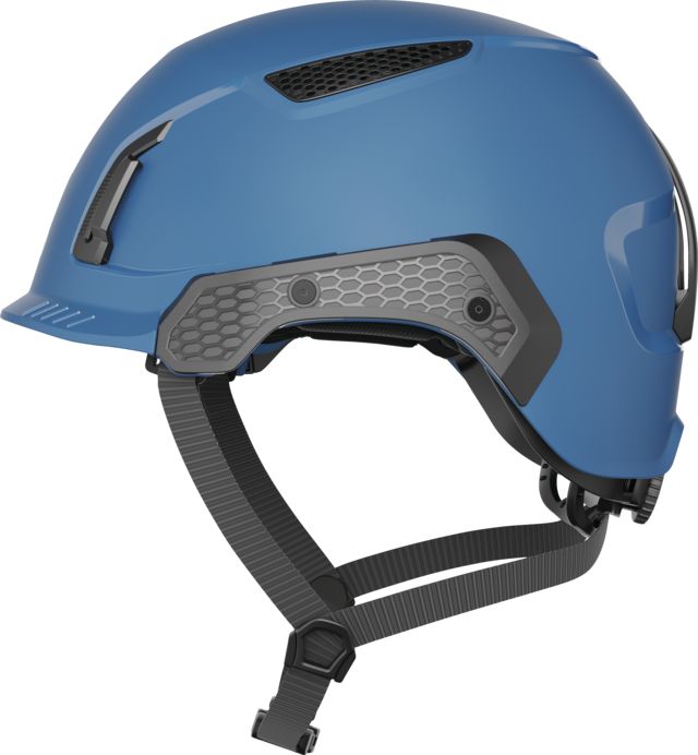 ABUS SPECTOR Blue Safety Helmet with Chin Strap, AdjustableVentilated