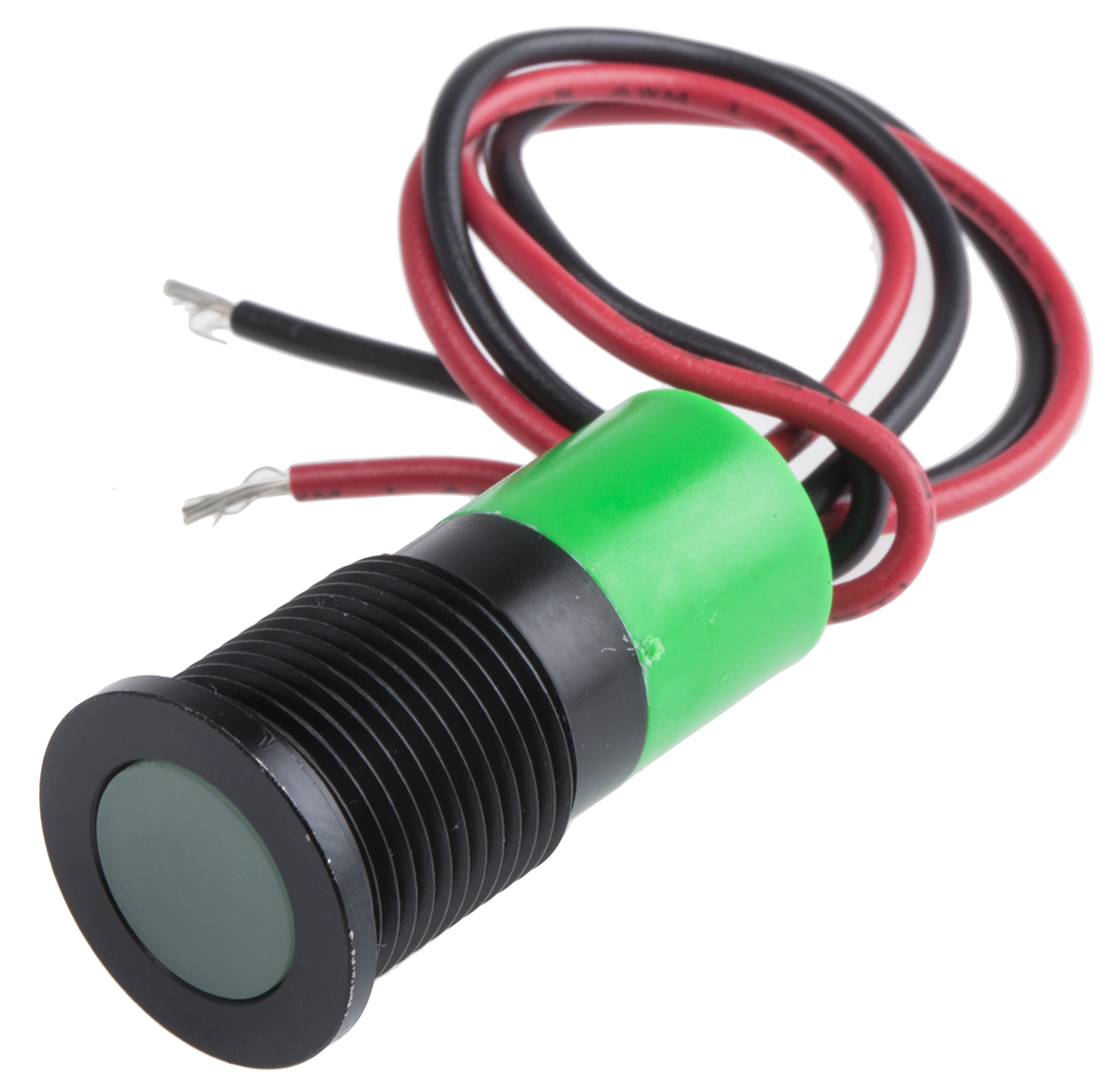 RS PRO Green Panel Mount Indicator, 24V dc, 14mm Mounting Hole Size, Lead Wires Termination, IP67