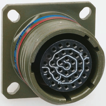 Amphenol Limited, TV, Copper Alloy 6 Way Wall Mount MIL Spec Circular Connector ReceptacleGreen, Pin Contacts,Shell