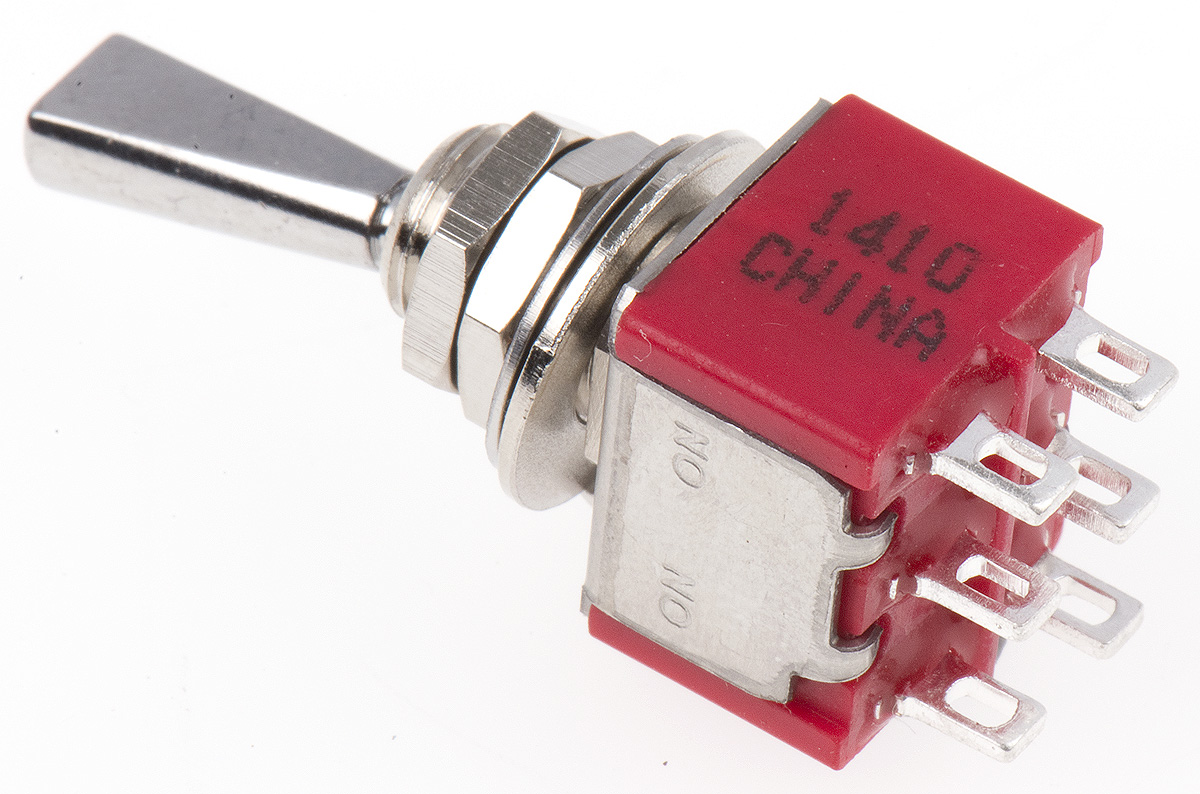 TE Connectivity Toggle Switch, Panel Mount, On-On, DPDT, Solder Terminal, 120V ac/dc