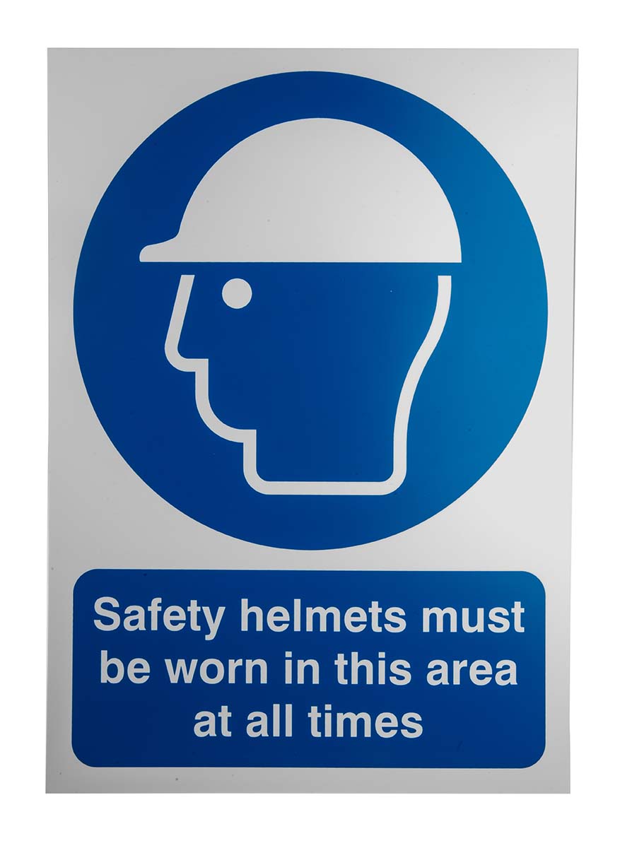 RS PRO PVC Mandatory Head Protection Sign With English Text