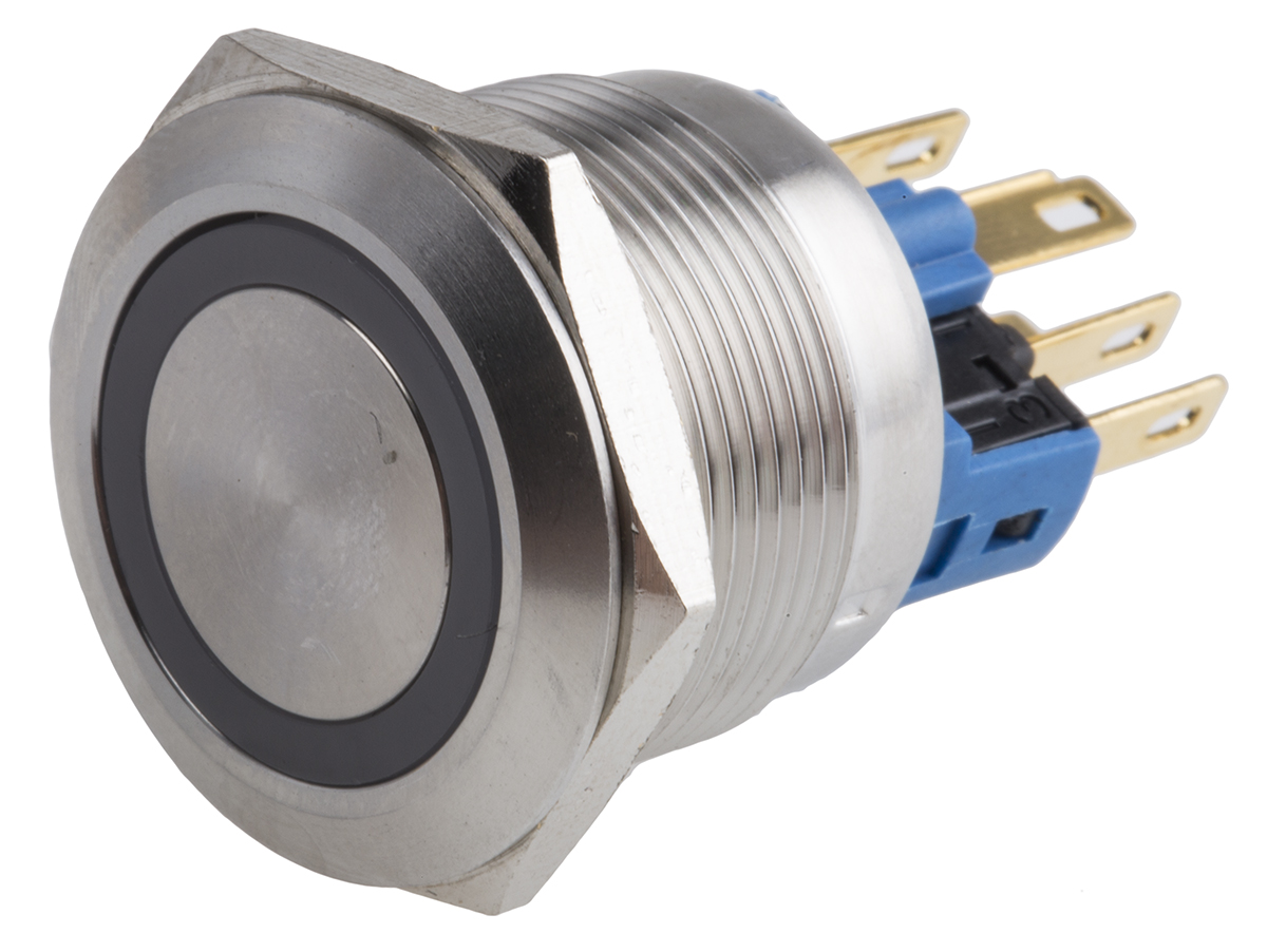 RS PRO Illuminated Push Button Switch, Momentary, Panel Mount, 22mm Cutout, SPDT, Yellow LED, 250V ac, IP65, IP67