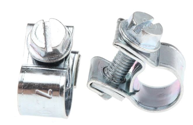 JCS Mild Steel Bolt Head Hose Clip, 0.6mm Band Width, 17mm ID