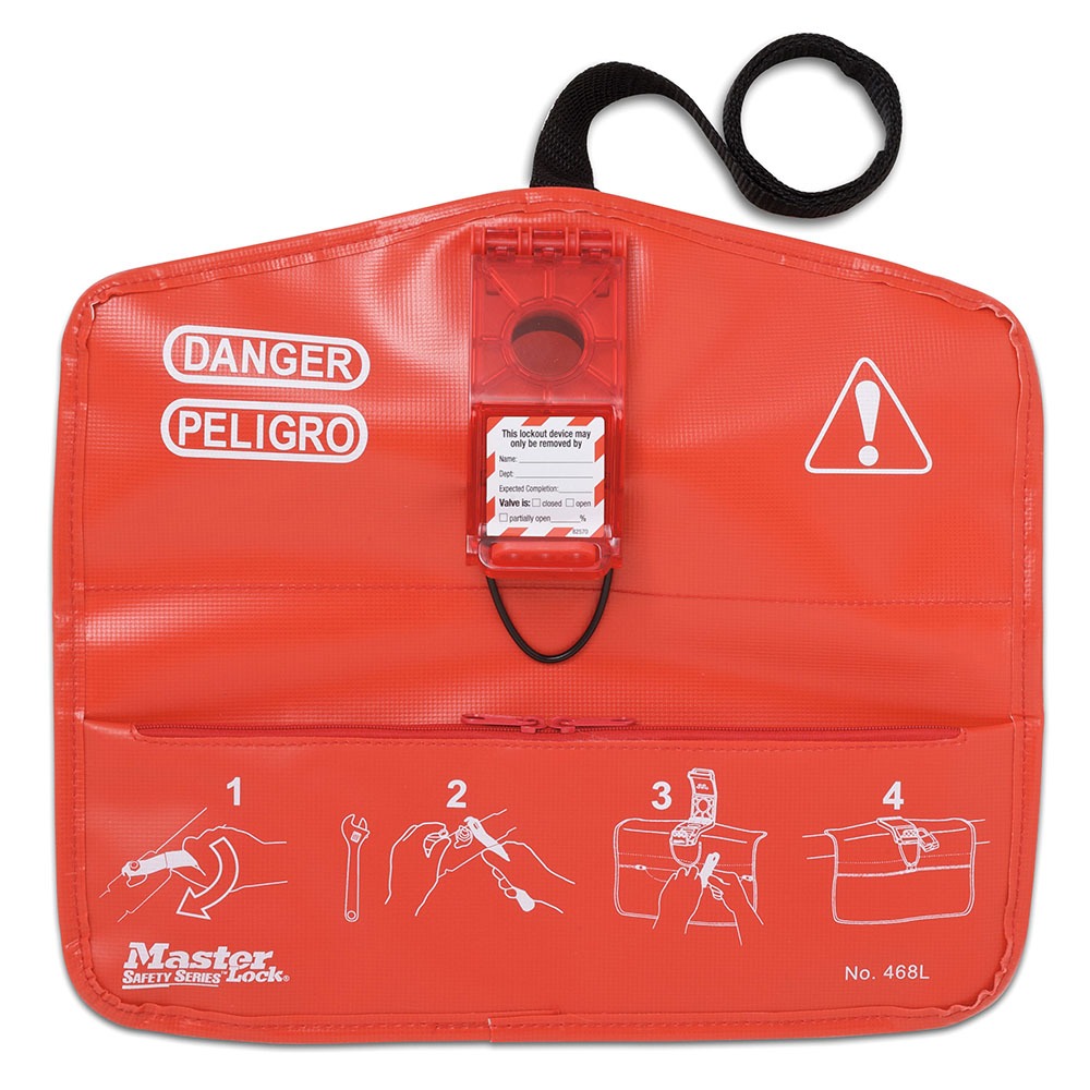 Master Lock Red PVC Polyester Fabric and HDPE Plastic Ball Valve Lockout