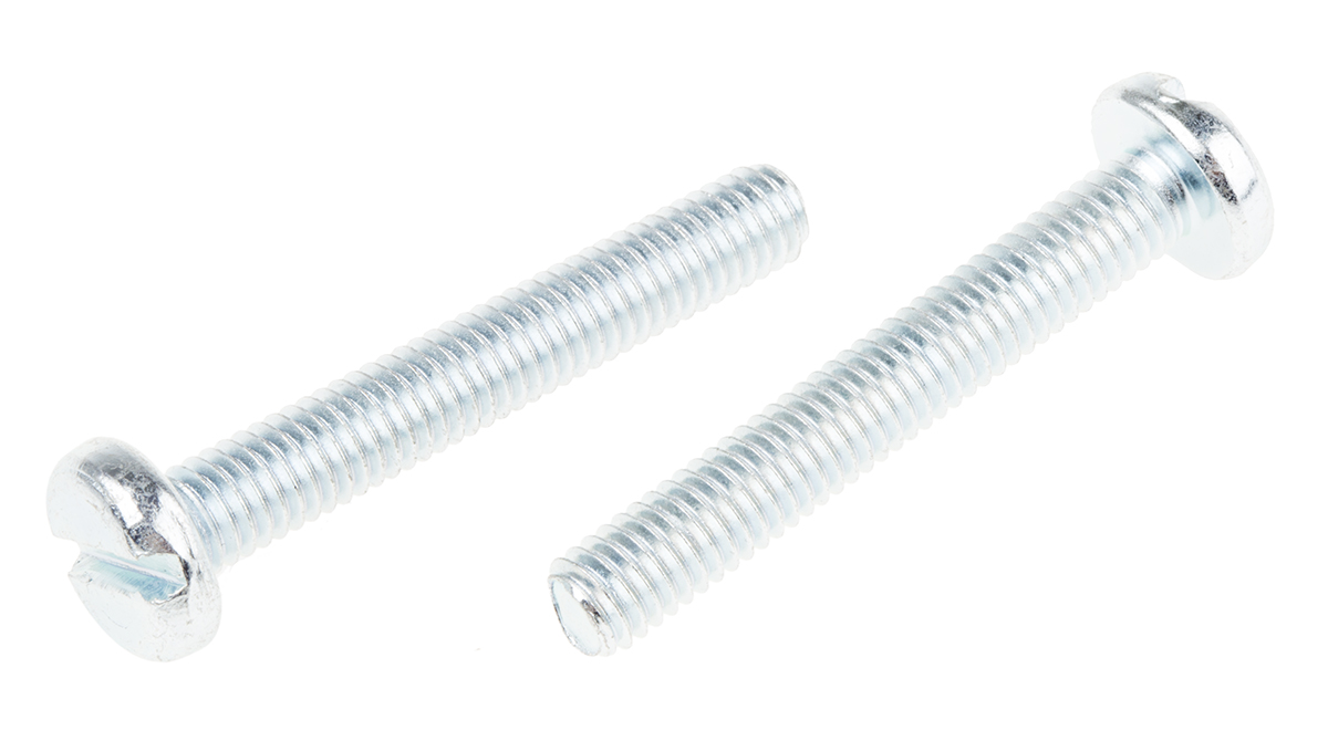 RS PRO Slot M6 Pan Steel Machine Screws DIN 85 x 40.0mm