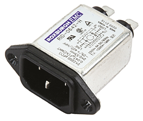 Deltron 10A, 250 V ac/dc Male Panel Mount IEC Filter RID1042H, Tab