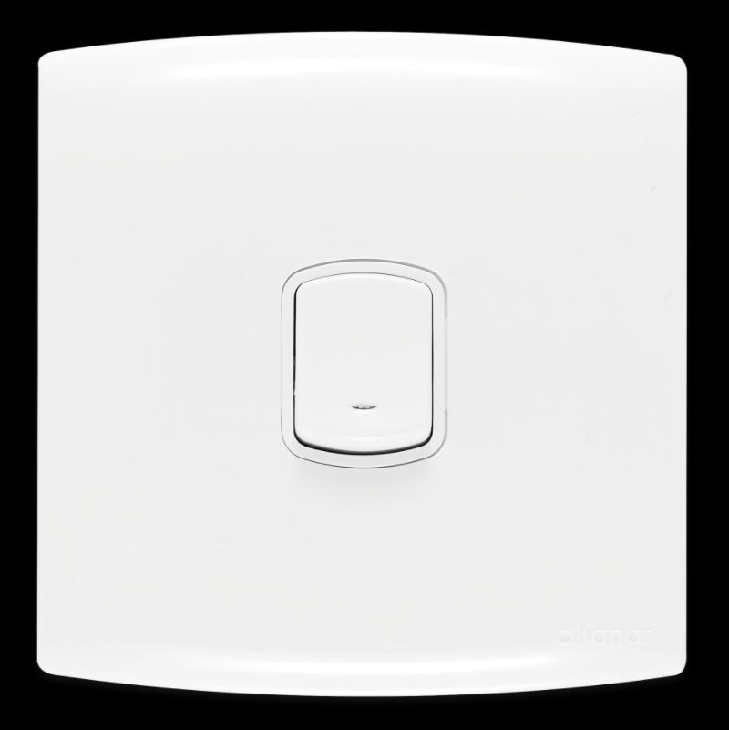 Contactum White Rocker Light Switch, 1 Way, 1 Gang, Alfanar