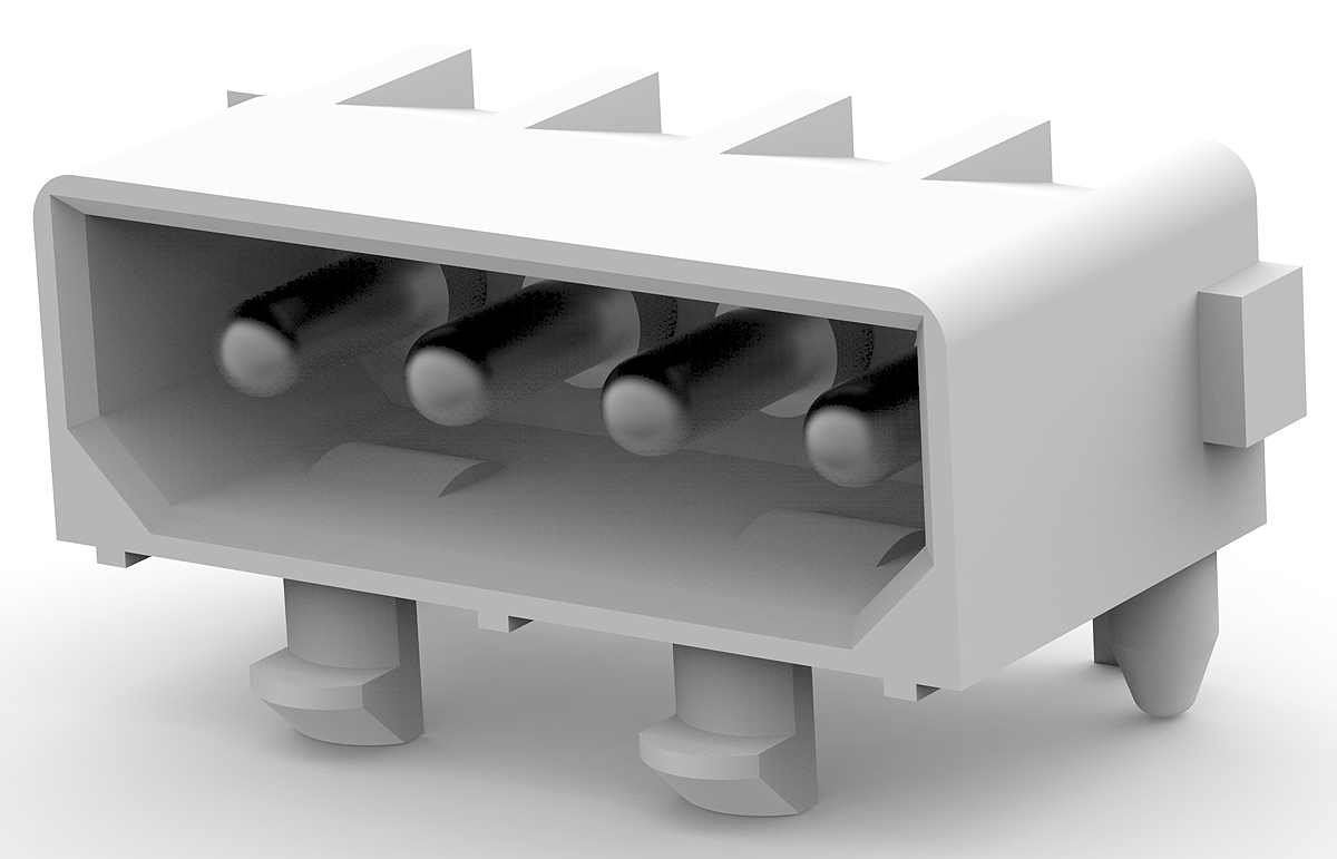 TE Connectivity Commercial MATE-N-LOK Series Right Angle Through Hole PCB Header, 4 Contact(s), 5.08 mm Pitch, 1 Row,