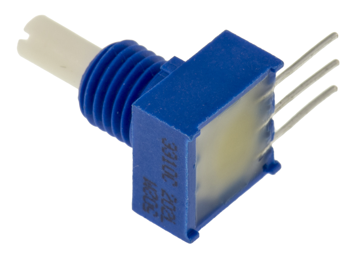 Bourns 3310C Series Conductive Plastic Potentiometer with a 3.17 mm Dia. Shaft, 2kΩ, ±20%, 0.25W, ±1000ppm/°C