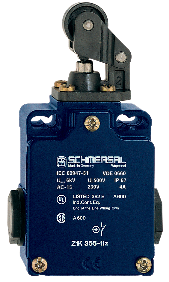 Schmersal EX-Z Series Roller Lever Safety Interlock Switch, 1NO/1NC, IP67, Die Cast Alloy Housing, 230V ac ac Max, 4A