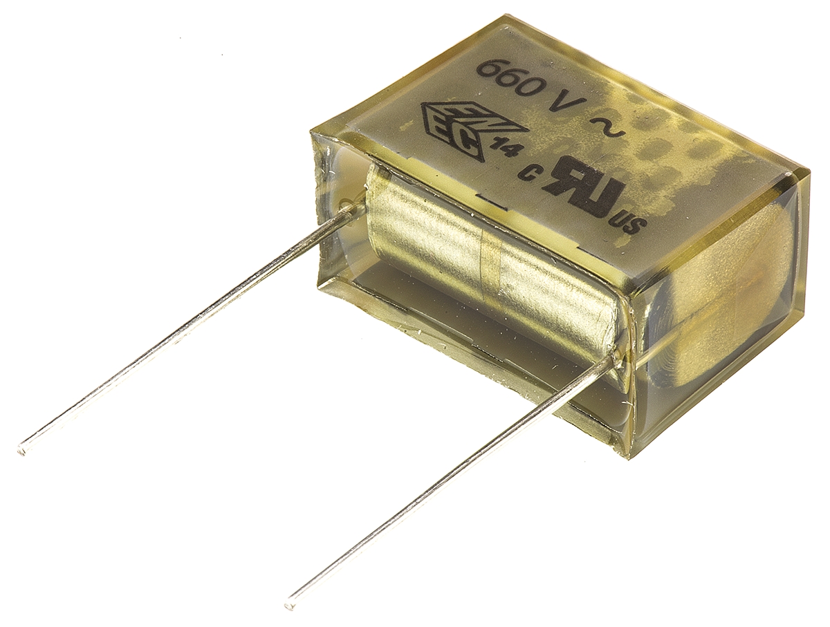 KEMET PME261 Paper Capacitor, 660 V ac, 1500V dc, ±20%, 100nF, Through Hole