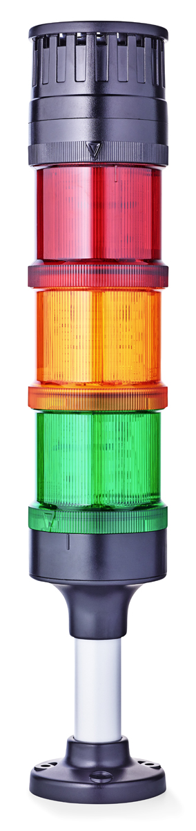 AUER Signal ECOmodul70 Series Red/Green/Amber Buzzer Signal Tower, 3 Lights, 24 V ac/dc, Base Mount
