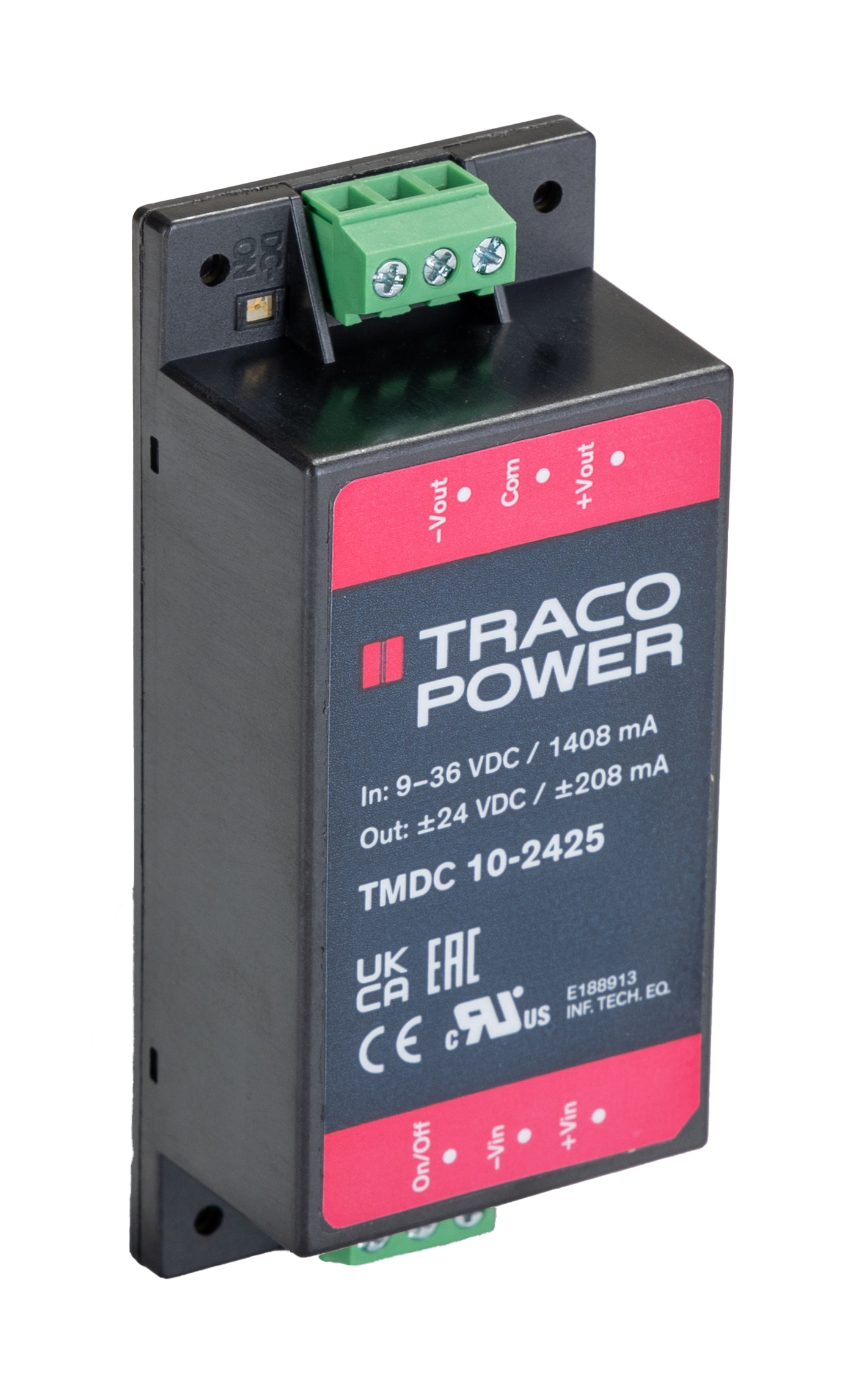 TRACOPOWER TMDC 10 DC-DC Converter, ±24V dc/ ±208mA Output, 9 → 36 V dc Input, 10W, Chassis Mount, +80°C Max