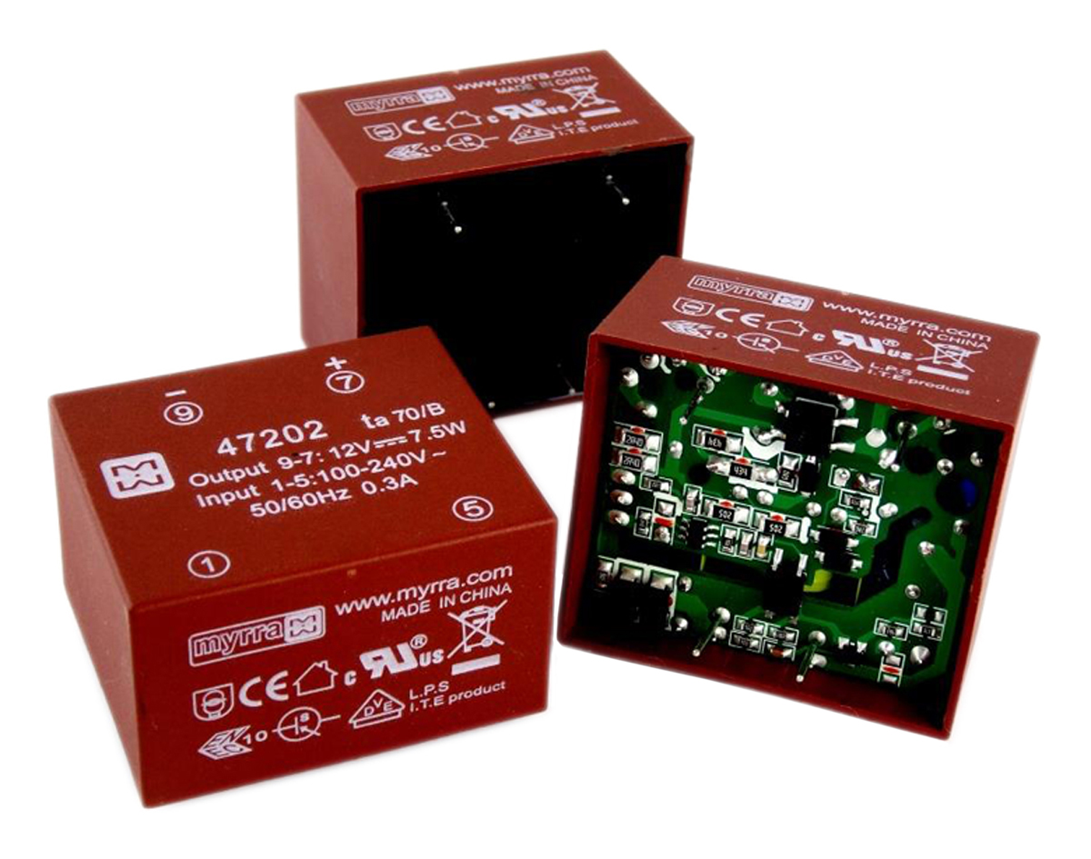 Myrra 12V dc 1 Output Through Hole PCB Transformer, 7.5W