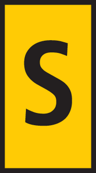 HellermannTyton WIC Snap On Cable Markers, Yellow, Pre-printed "S", 2 → 2.8mm Cable, for Cables and Wires,