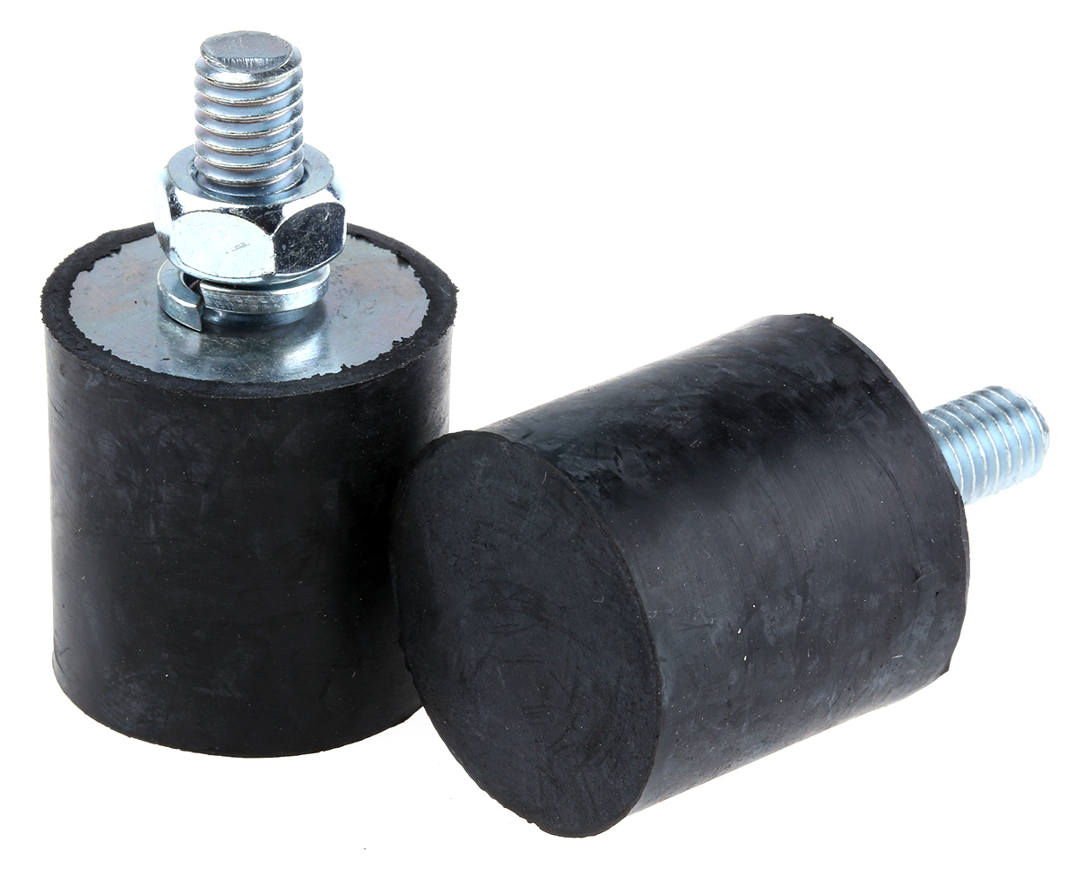 FIBET Cylindrical M8 Anti Vibration Mount, Male Buffer Foot with 51.6kg Compression Load