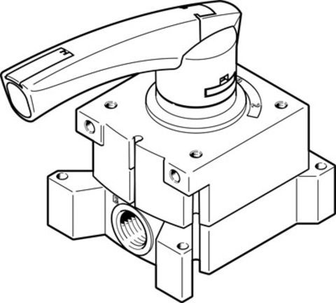 Festo Rod Lever 4/3 closed Pneumatic Manual Control Valve VHER Series, M5, 3410679