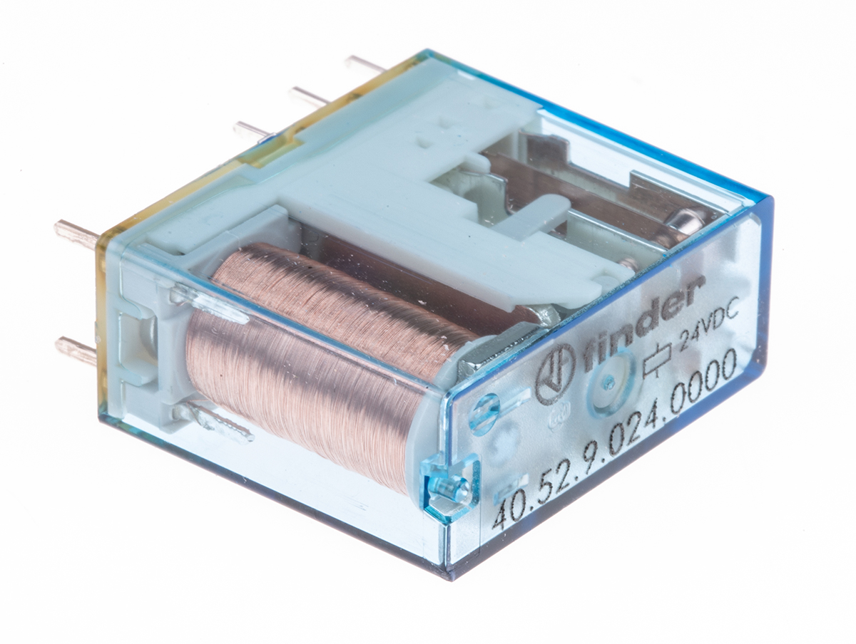 Finder PCB Mount Power Relay, 24V dc Coil, 8A Switching Current, DPDT