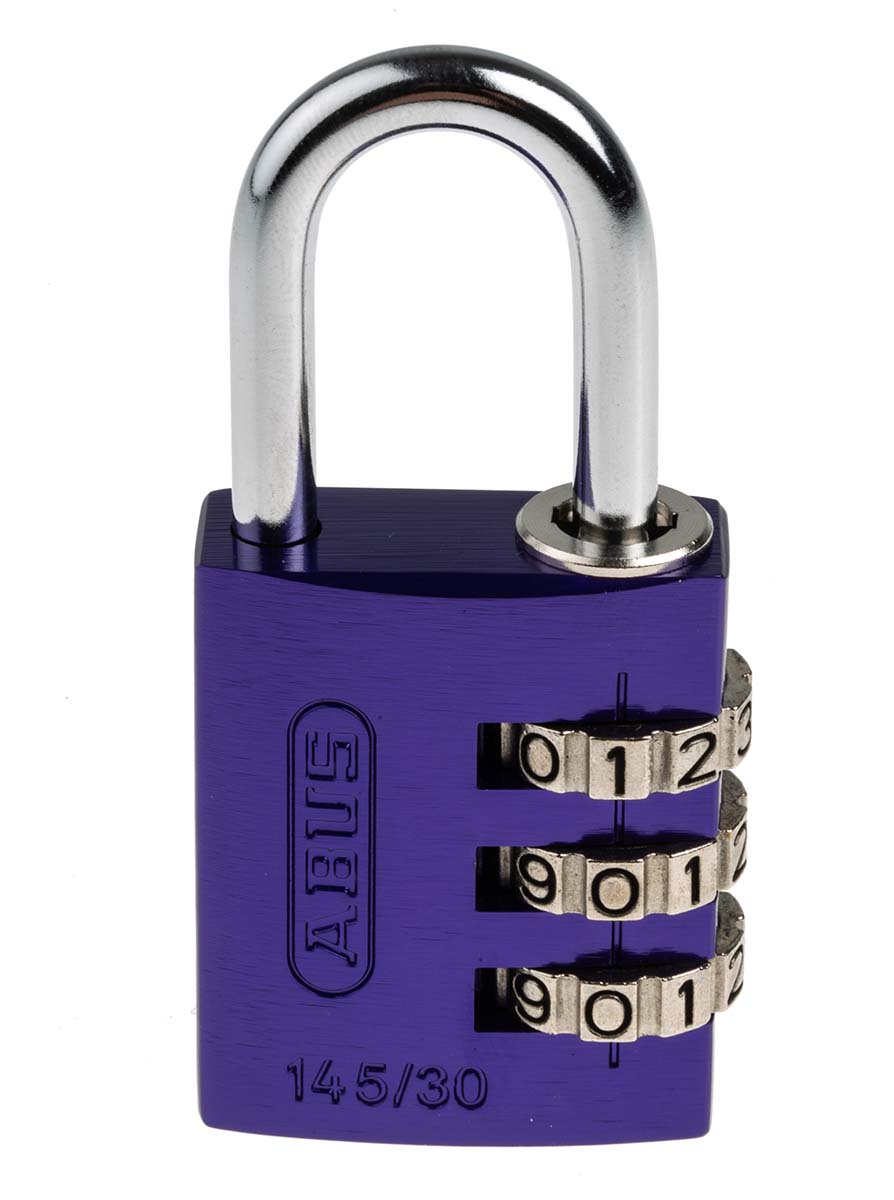 ABUS 145/30 Combination Weatherproof Aluminium Safety Padlock, 4.8mm Shackle, 30mm Body