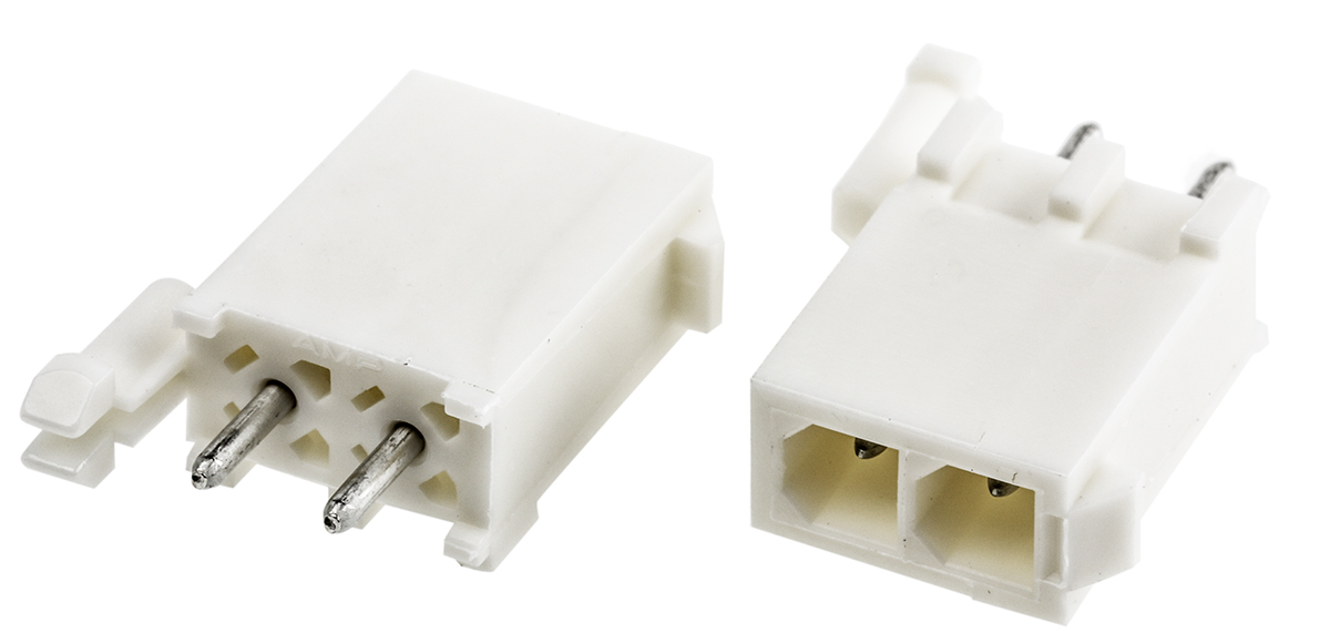 TE Connectivity Mini-Universal MATE-N-LOK Series Straight Through Hole PCB Header, 2 Contact(s), 4.14 mm Pitch, 1 Row,
