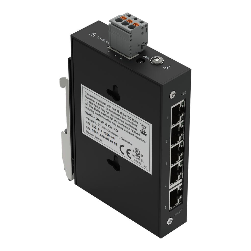 WAGO 852, Unmanaged 5 Port Network Switch, RJ-45