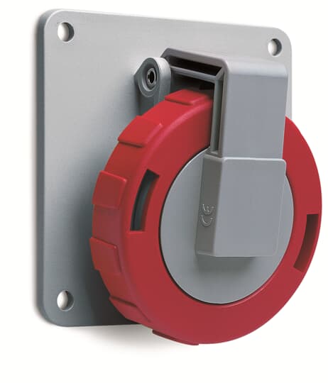 Amphenol Industrial, 2CMA1 IP67, IP69 Red Panel Mount 3P+N+E Angled Industrial Power Socket, Rated At 32A, 415 V