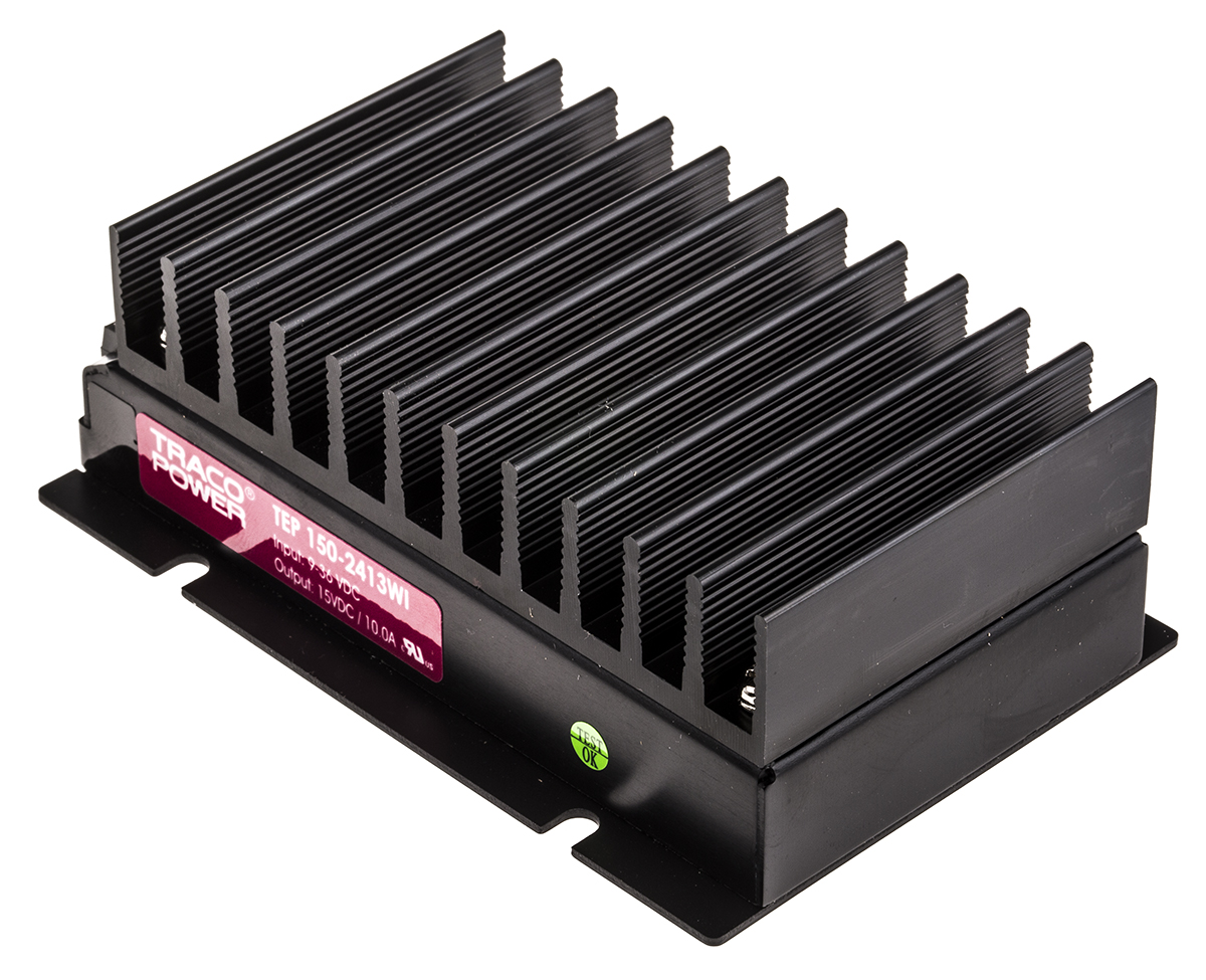 TRACOPOWER TEP 150WI DC-DC Converter, 15V dc/ 10A Output, 9 → 36 V dc Input, 150W, Chassis Mount, +75°C Max Temp