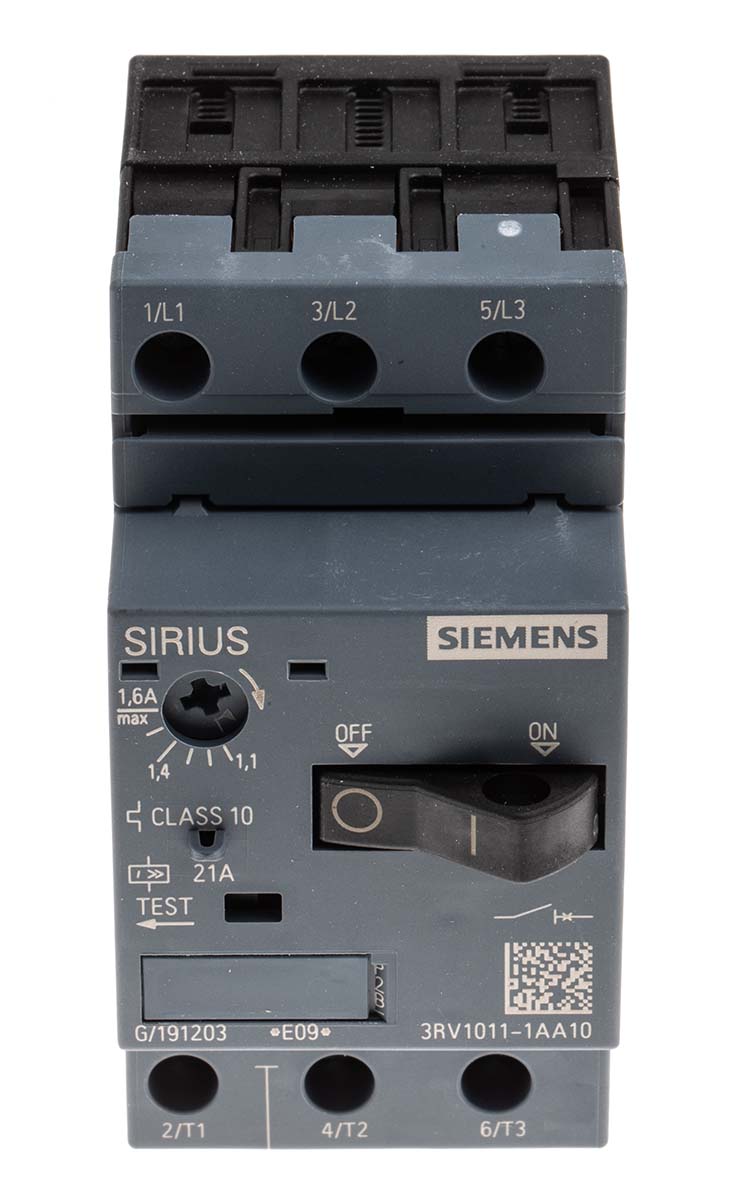 Siemens 1.1 → 1.6 A SIRIUS Motor Protection Circuit Breaker, 690 V