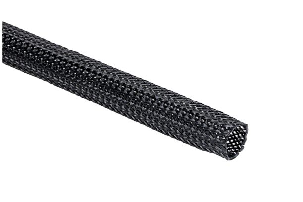 HellermannTyton Expandable Braided PET Black Cable Sleeve, 25mm Diameter, 5m Length, Helagaine HEGP Series