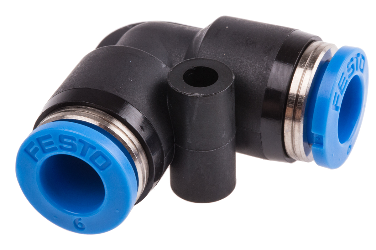 Festo QSL Series Elbow Tube-toTube Adaptor, Push In 6 mm to Push In 6 mm, Tube-to-Tube Connection Style, 153071